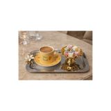 Fabriona Parlak Gümüş/gold Renk 6’lı Lüx Papatyalı Baton Tepsi 14X24 cm – Çay Kahve ve Söz Nişan Tepsisi