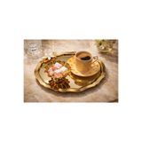 FABRIONA TEK TARAFLI GOLD 12’lı Paslanmaz Çelik Oval Mini Papatyalı Çay Kahve Sunum Nişan Tepsisi 20x25 cm