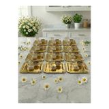FABRIONA TEK TARAFLI GOLD Papatya Detaylı Metal Sunum Tepsisi 12'lı Set – Altın ve Gümüş Seçenekli