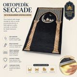 Fabrix Home Secdeyolu Ortopedik Seccade (Kadife Dua kitabı + Zikirmatik Hediyeli) - Siyah