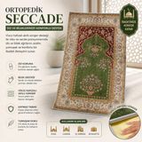 Fabrix Home Secdeyolu Ortopedik Seccade (Kadife Dua kitabı + Zikirmatik Hediyeli) - Yeşil