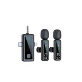 FABRON Kablosuz Yaka Mikrofonu 2'li Type-C Lightning Aux 3in1 Kablosuz Profesyonel Mikrofon Stüdyo Canlı Yayın Oyun H68 Siyah