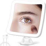 Fabuday 30X Işıklı Büyüteç Aynası - Işıklı Büyütmeli Yükseltilmiş Edilebilir Makyaj Aynası, Banyo Için Vantuzlu Led Seyahat Aynası, 3 Renkli Aydınlatma, Kare