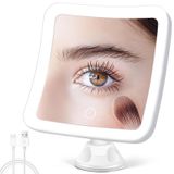 Fabuday 30X Işıklı Büyüteç Aynası - Işıklı ve Büyütmeli Yükseltilmiş Şarj Edilebilir Makyaj Aynası, Banyo için Vantuzlu LED Seyahat Aynası, 3 Renkli Aydınlatma, Kare