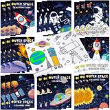 Faccito 24 Parça Uzay Çocuklar için Boyama Kitabı Astronot Roket Boyama Kitabı Toplu Uzay Çizim Kitapları Güneş Sistemi için Galaxy Aktivite Kitapları Doğum Günü Gezegen Parti Dekoru Goodie Çanta