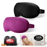 FACEMOON Ağırlıklı Göz Maskesi Hafızalı Köpük - 2'li Paket Göz Bağı, Baş Ağrısı Giderici Uyku Maskesi, Karartma, Yıkanabilir, 3D Konturlu, Kadınlar, Erkekler, Çift, Seyahat, Gece Vardiyası, Uçak için Göz