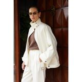 Facette Scarlet Gabardin Oversize Ceket Ekru - Standart