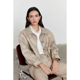 Facette Suni Deri Bomber Ceket Bej - Dropsuz - L