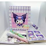 Facnspt Kuromi Temalı Kırtasiye Seti (Defter, Not Defteri, Kalem, Kalem Tipi Maket Bıçağı ve Pritt)