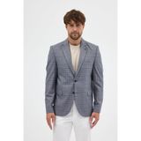 Facune Erkek Gri Ekose Kumaşlı Mono Yaka Spor Blazer Ceket Gri 48