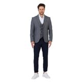 Facune Erkek Koyu Lacivert Ceket+Pantolon+Yelek Çift Yırtmaçlı Slim Fit Takim Elbise Lacivert 52/6
