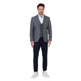 Facune Erkek Koyu Lacivert Ceket+Pantolon+Yelek Çift Yırtmaçlı Slim Fit Takim Elbise Lacivert 54/6