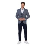 Facune Erkek Lacivert Ceket+Pantolon+Yelek Çift Yırtmaçlı Slim Fit Takim Elbise Lacivert 48/6