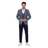 Facune Erkek Lacivert Ceket+Pantolon+Yelek Çift Yırtmaçlı Slim Fit Takim Elbise Lacivert 50/6