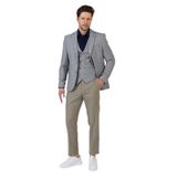 Facune Erkek Taş Ceket+Pantolon+Yelek Çift Yırtmaçlı Slim Fit Takim Elbise Taş 48/6