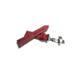 Fado Her Saate Uygun Kelebek Toka 22 Mm Hakiki Deri (228) Gumuş Toka Kırmızı