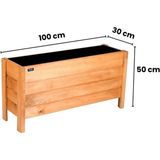 Faev Ahşap Dış Mekan Saksısı Dekoratif Saksı Büyük Boy Hazır Kurulu 100CM x 30CM Yükseklik 50CM - Açık Kahverengi