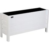 Faev Ahşap Dış Mekan Saksısı Dekoratif Saksı Büyük Boy Hazır Kurulu 100CM x 30CM Yükseklik 50CM - Beyaz