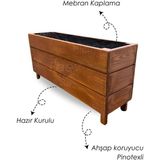 Faev Ahşap Saksı Dış Mekan Çiçeklik Dekoratif Büyük Boy Saksı Hazır Kurulu 95CM x 26CM Yükseklik 45CM - Kahverengi