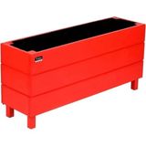 Faev Ahşap Saksı Dış Mekan Çiçeklik Dekoratif Büyük Boy Saksı Hazır Kurulu 95CM x 26CM Yükseklik 45CM - Kırmızı