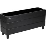 Faev Ahşap Saksı Dış Mekan Çiçeklik Dekoratif Büyük Boy Saksı Hazır Kurulu 95CM x 26CM Yükseklik 45CM - Siyah