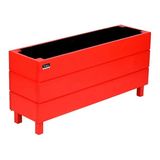 Faev Alaçatı Model Ahşap Saksı 75X27X45CM Dış Mekan Dekoratif Bahçe & Balkon Çiçekliği - Hazır Kurulu Kırmızı