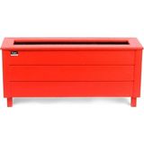 Faev Dış Mekan Ahşap Saksı Büyük Boy 100CM x 30CM Yükseklik 45CM Hazır Kurulu - Kırmızı