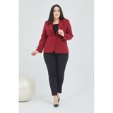 Fagi Atelier Kadın Büyük Beden Düğmeli Klasik Ceket - Kiremit - 58