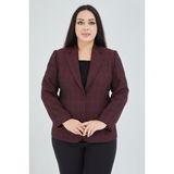 Fagi Atelier Kadın Büyük Beden Ekoseli Klasik Ceket - Bordo - Mavi - 42