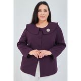 Fagi Atelier Kadın Büyük Beden Şal Yaka Broşlu Ceket - Mor - 48