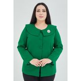 Fagi Atelier Kadın Büyük Beden Şal Yaka Broşlu Ceket - Yeşil - 48
