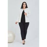 Fagi Atelier Kadın Büyük Beden Yakasız Ceket - Beyaz - 52