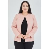 Fagi Atelier Kadın Büyük Beden Yakasız Ceket - Pembe - 46