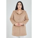 Fagi Kadın Büyük Beden Klasik Yaka Kaban - Camel - 54