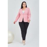 Fagi Kadın Büyük Beden V Yaka Tek Düğmeli Ceket - Pembe - 42