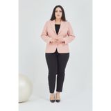 Fagi Kadın Pembe Büyük Beden Düğmeli Klasik Ceket