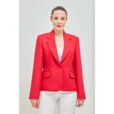 Fagi Kadın Slim Fit Tek Düğme Spor Ceket Belden Oturtmalı Krep Kumaş ile Şık Görünüm - 44 - Kırmızı