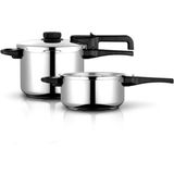 Fagor Dual Xpress Düdüklü Tencere 4+6 Litre - 4 - 6 L Set - Gümüş