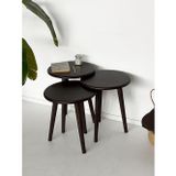 Fagus Wood Doğal Masif Yörünge Sehpa Seti - 3'lü Zigon Yuvarlak Modern Takım (Yan, Dekoratif Sehpa) (CEVİ