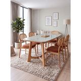 Fagus Wood Marbella Masif Kayın Yemek Masası Takımı – Porselen Tabla - 6 Sandalye