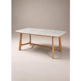 Fagus Wood Marbella Parlak Porselen Yemek Masası, Kayın Kelebek Ayak | %100 Masif Kayın Kelebek Ayak, Kırçıllı Parlak Tabla, Mutfak, Salon ve Yemek Odası, 4-6 Kişilik, Naturel Ahşap, İskandinav