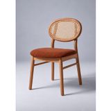 Fagus Wood, Miami Masif Kayın Ahşap Hazeran Sandalye, Oval Sırtlı | %100 masif meşe hazeran sandalye; ergonomik, el örgüsü oval sırtlı, değiştirilebilir kumaş oturum yemek ve mutfak sandalyesi