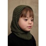 Fahhar Kids Örme Çocuk Balaclava Bere Haki