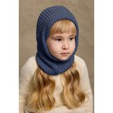 Fahhar Kids Örme Çocuk Balaclava Bere Indigo Kız Çocuklar İçin 1 - 4 Yaş Sezonluk Kullanım - İndigo