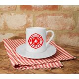 Fahrenheit 451 Baskılı Beyaz Türk Kahvesi Fincanı - 001-Renkli - 50 ml