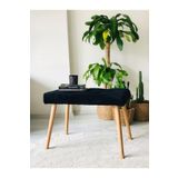 Fahrettin Küçük Gürgen Retro Ahşap Ayaklı Handmade Siyah Pofidik Puf Bench Koltuk Sandalye