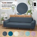Faiend Antrasit Likrali Esnek 3 Kişilik Koltuk Örtüsü Streç Lastikli Çekyat kanepe kılıfı Modern Koltuk Kılıfı - 180 x 225 cm