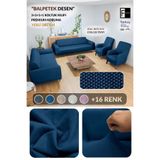 Faiend Balpeteği 3+3+1+1 petrolmavi lastikli kanepe örtüsü | lastikli koltuk örtüsü | koltuk kılıfı takımı