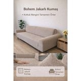 Faiend Bohem Desen 3 Kişilik Gri Kanepe Örtüsü | Lastikli Koltuk Örtüsü |çekyat Örtüsü| Koltuk Kılıfı - 180 x 230 cm - Vizon