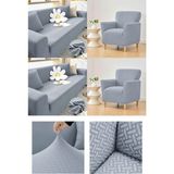 Faiend Jakarlı Lastıklı Koltuk Örtüsü Takımı 3+3+1+1 Streç Esnek Çekyat Kanepe Kılıfı Tuğla Desen Yıkanabilir koltuk Koruyucu Gri - 230 x 180 cm